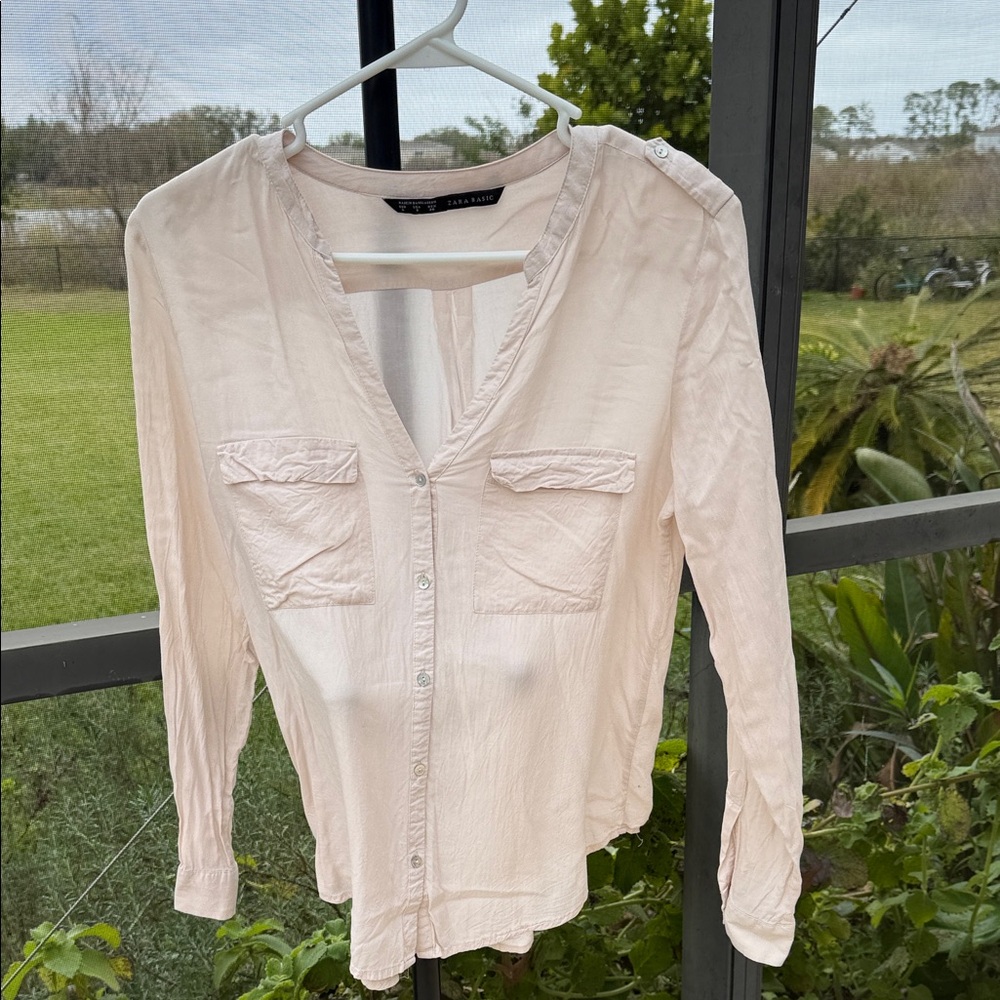 Zara Light Pink Button-Down Shirt